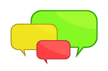 hree color speech bubbles