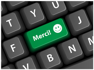 Touche "MERCI" sur Clavier (carte message remerciements bravo) © Web Buttons Inc