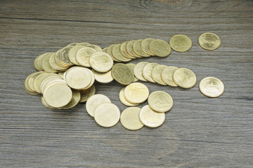 Gold coin of Thai baht disperse