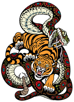 snake and tiger fight