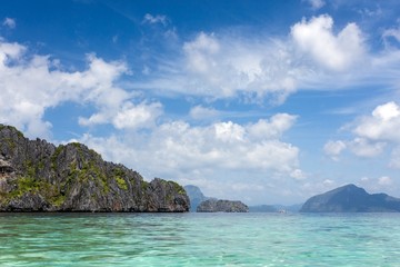 Fototapeta premium Scenic view of Bacuit Bay in Palawan Province