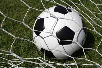 Fototapeta na wymiar Soccer ball at goal