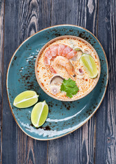 Spicy Thai soup Tom Yam Kung. Sea Food Thai.
