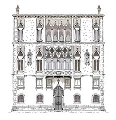 Naklejka premium Venice, sketch collection of famous buildings