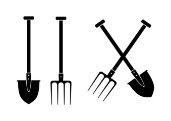 Spade and pitchfork on white background - 62863333