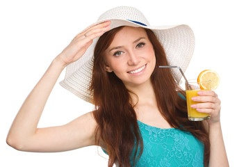 Young woman wearing summer hat © Serhiy Kobyakov