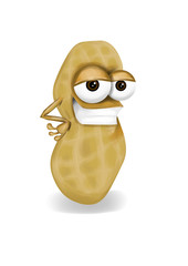 Cool funny peanut cartoon character with a big smile.