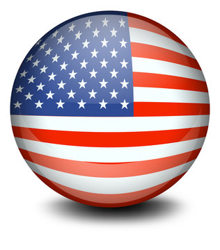 A soccer ball with the flag of the USA