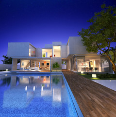Contemporary house with pool lounge