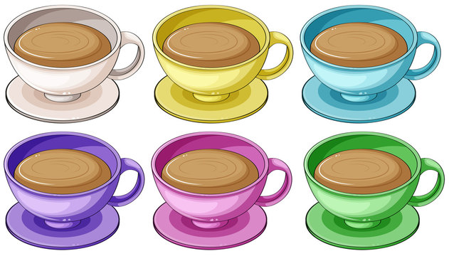 Coffee in colorful cups
