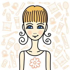 Girl and beauty products