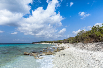 Fototapeta premium San Juan beach a free stony area Curacao, Caribbean