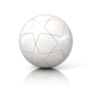 white football - soccer ball with star pattern isolated on white
