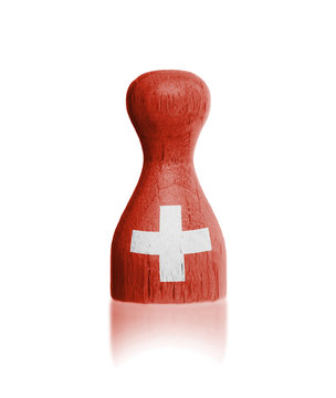 Wooden Pawn With A Painting Of A Flag