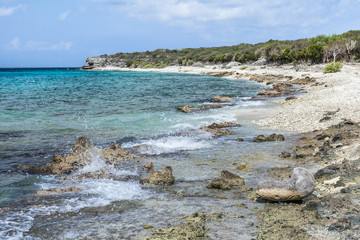 San Juan beach a free stony area  Curacao, Caribbean