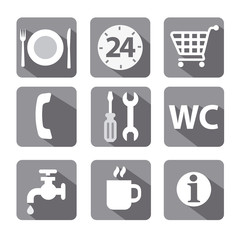 service icon set flat gray