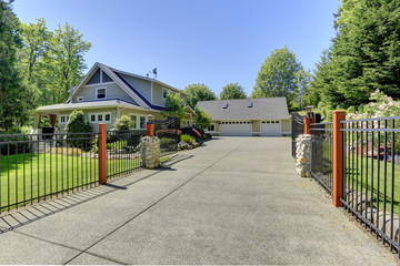 Beautiful american house with iron gates