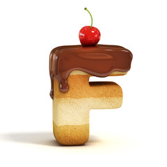 cake 3d font letter F