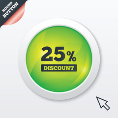 25 percent discount sign icon. Sale symbol.