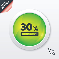 30 percent discount sign icon. Sale symbol.