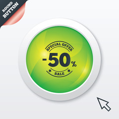50 percent discount sign icon. Sale symbol.