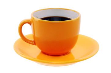 orange cup and saucer