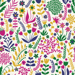 Abstract flower background seamless pattern with flowers