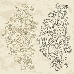Hand Drawn Paisley ornament.