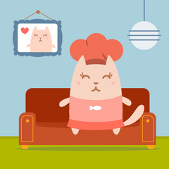 Character chef in a chef's hat colorful flat