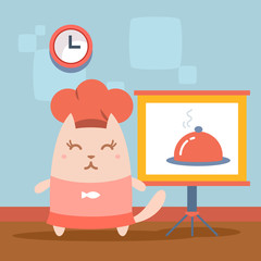 Character chef in a chef's hat colorful flat