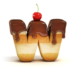 cake 3d font letter W