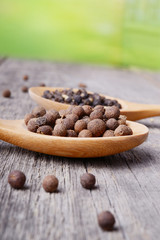 Wooden spoon and pepper