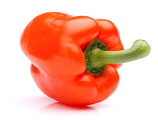 Orange sweet bell pepper isolated on white background cutout