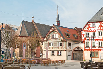 Die Bensheimer Altstadt an der Hospitalkirche