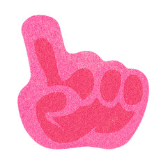 Flat pink sticky note isolated, with hand shape