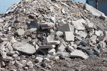Concrete debris on construction site