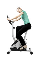 Training on bike exerciser