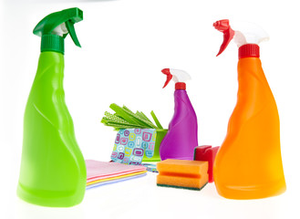 cleaning equipment isolated on white background