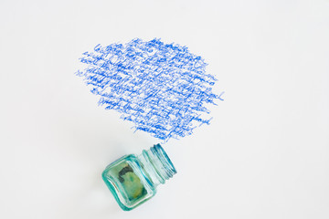 Tintenfass und Schrift