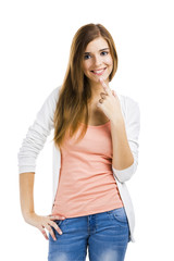 Beautiful woman thinking