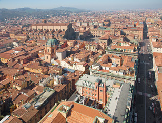 Naklejka na ściany i meble Bologna - Outlook from Torre Asinelli to Dom