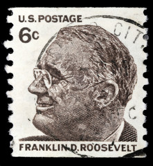 Stamp printed in USA shows Franklin Roosevelt, circa 1966