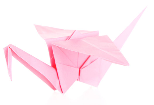 Origami crane, isolated on white