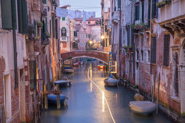 Obraz na płótnie Canvas Venice - Canal in morning from Ponte del Fontego bridge