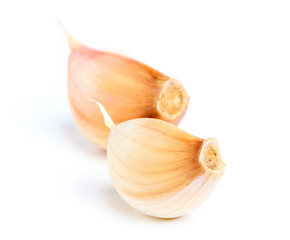 Two cloves of garlic closeup.