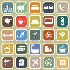 Hotel flat icons on yellow background