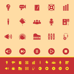 Music color icons on yellow background