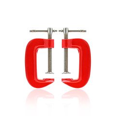 Red clamp isolated on white background
