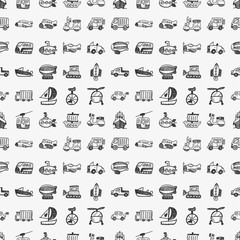 seamless doodle transport pattern
