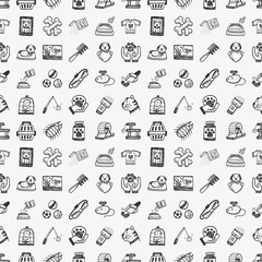 Naklejka premium seamless doodle pet pattern